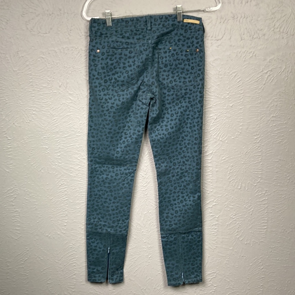 Pilcro And The Letterpress Blue Velvet Leopard Print Pants Women's Size … - Picture 12 of 16